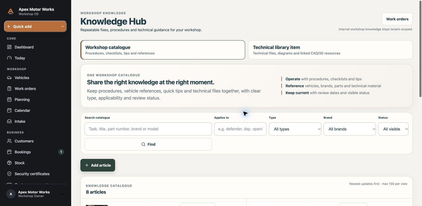 Knowledge — Example workspace with fictional demo data