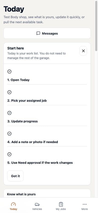 Workshop OS mobile workspace with a simple getting started workflow